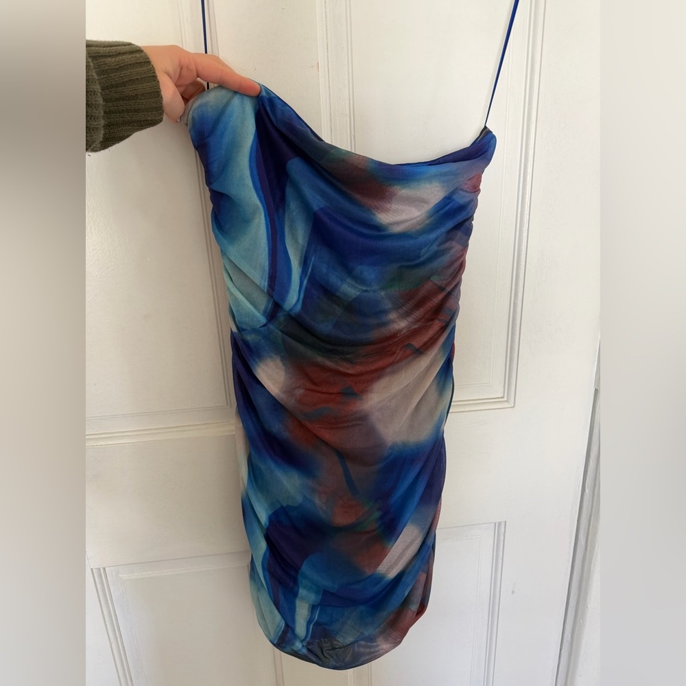 Princess Polly Blue Multi Watercolor Slip Dress